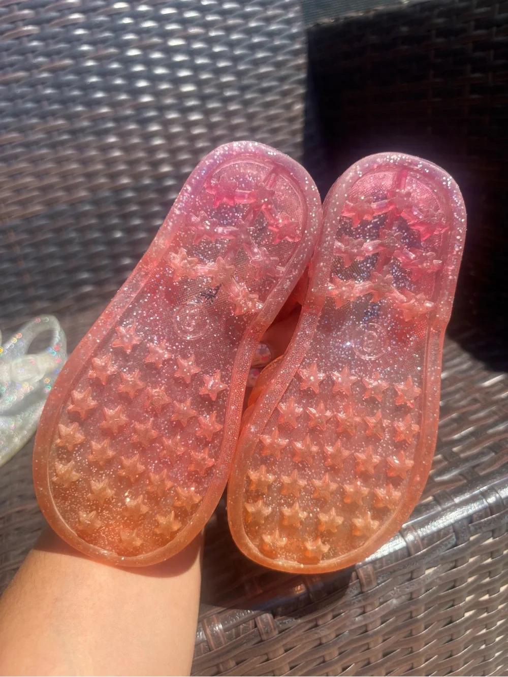 Kids Cat & Jack Jelly Sandals toddler Size 8c - Hook and Loop Pink/Purple/Clear